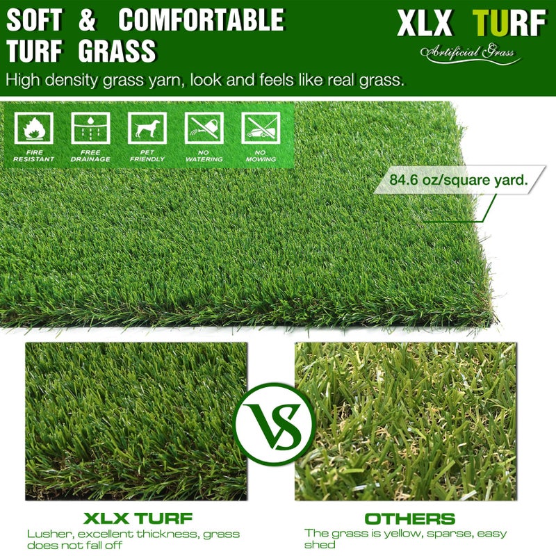 XLX TURF Realistic Artificial Grass Outdoor Rug - 3ft x 5ft, Pet Friendly Thick Fake Grass Mat for Dogs Patio Synthetic Lawn Landscape with Drainage Hole - Image 3